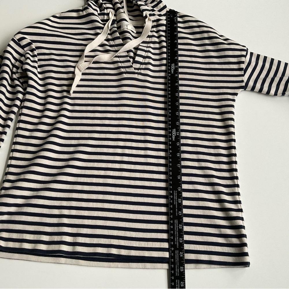 Lou & Grey Cotton Striped Hooded Pullover XS Coastal Preppy Nautical Oversized - Picture 5 of 11